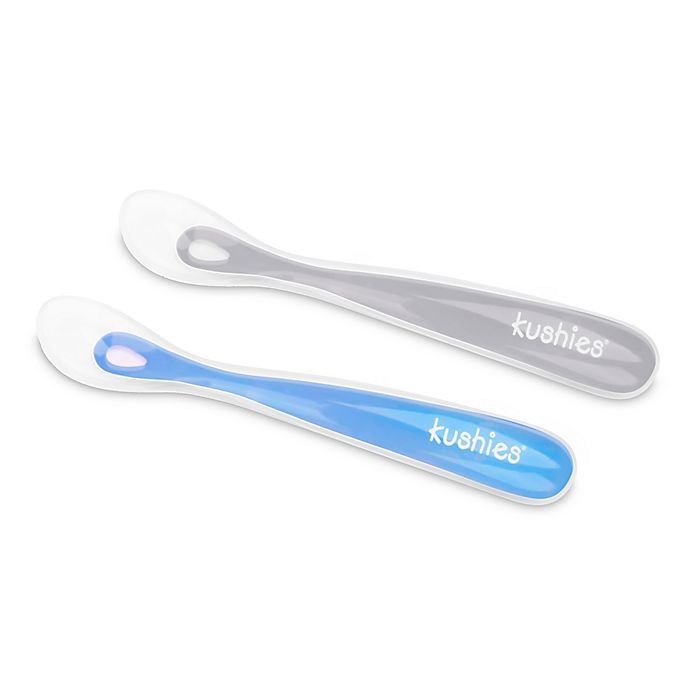 slide 1 of 1, Kushies Silifeed Spoons - Blue, 2 ct