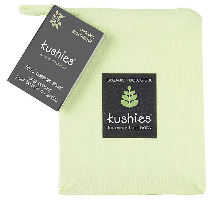 slide 5 of 5, Kushies Organic Cotton Jersey Bassinet/Carriage Pad Fitted Sheet - Green, 1 ct