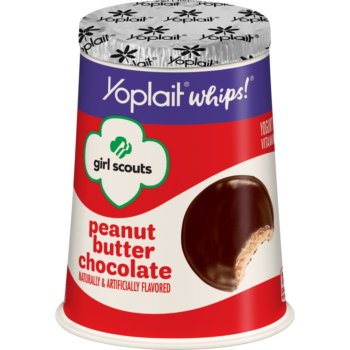 slide 1 of 1, Yoplait Whips Girl Scouts Low Fat Yogurt Peanut Butter Chocolate, 4 oz