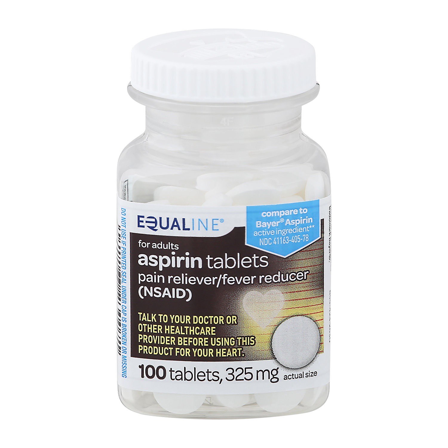 slide 1 of 1, Equaline Coated Aspirin Tablets, 100 ct