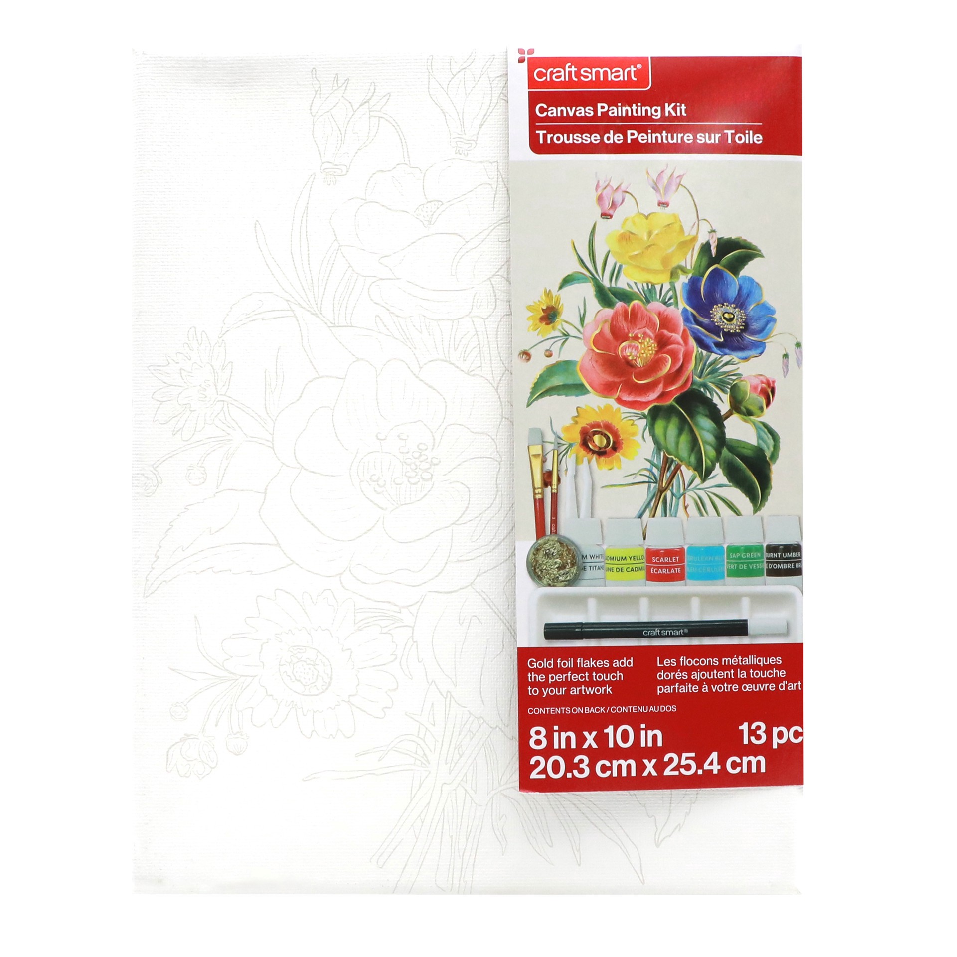 slide 3 of 5, 8" X 10" Floral Canvas Painting Kit By Craft Smart, 8 in x 10 in