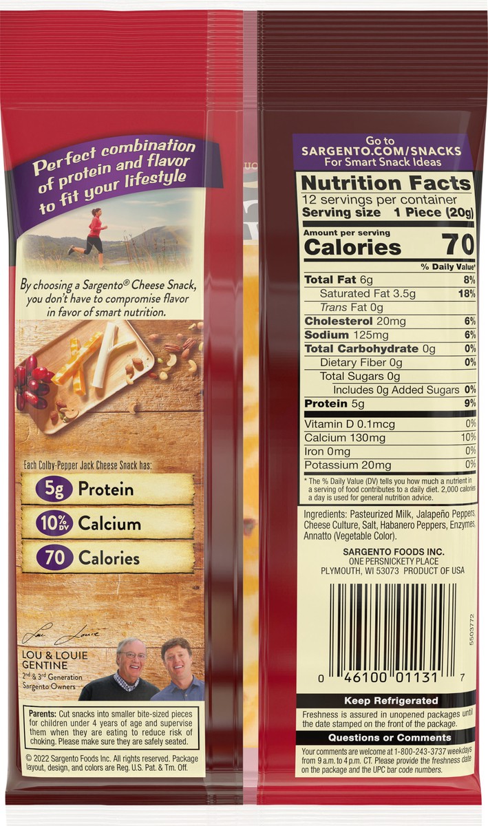 slide 5 of 9, Sargento Natural Colby-Pepper Jack Cheese Sticks - 8.4oz/12ct, 