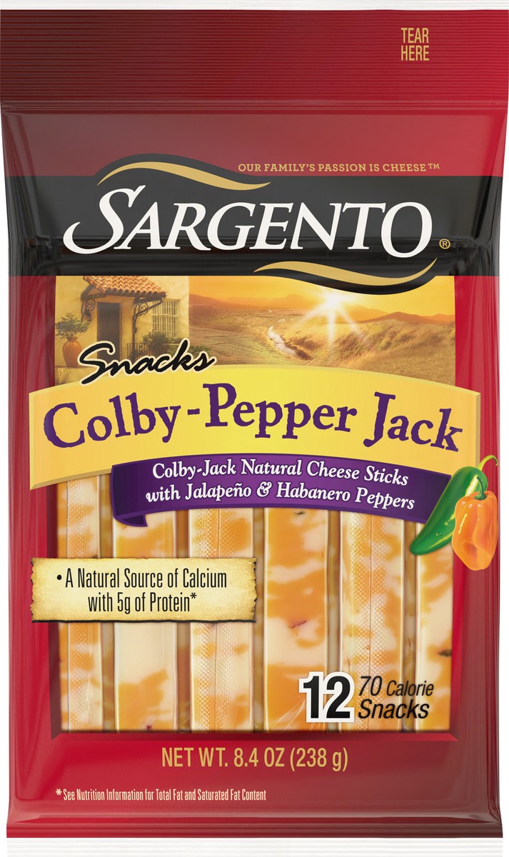 slide 6 of 9, Sargento Natural Colby-Pepper Jack Cheese Sticks - 8.4oz/12ct, 