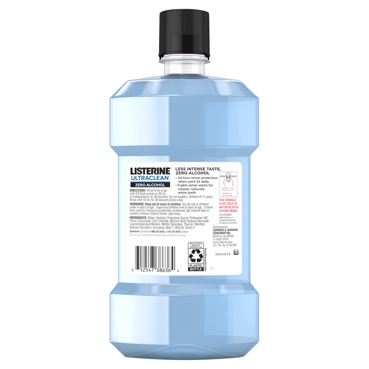 slide 4 of 6, Listerine Ultraclean Zero Alcohol Tartar Control Mouthwash, Oral Rinse to Help Fight Bad Breath and Tartar, for Cleaner, Naturally White Teeth, Less Intense Arctic Mint taste, 1 L, 1 liter