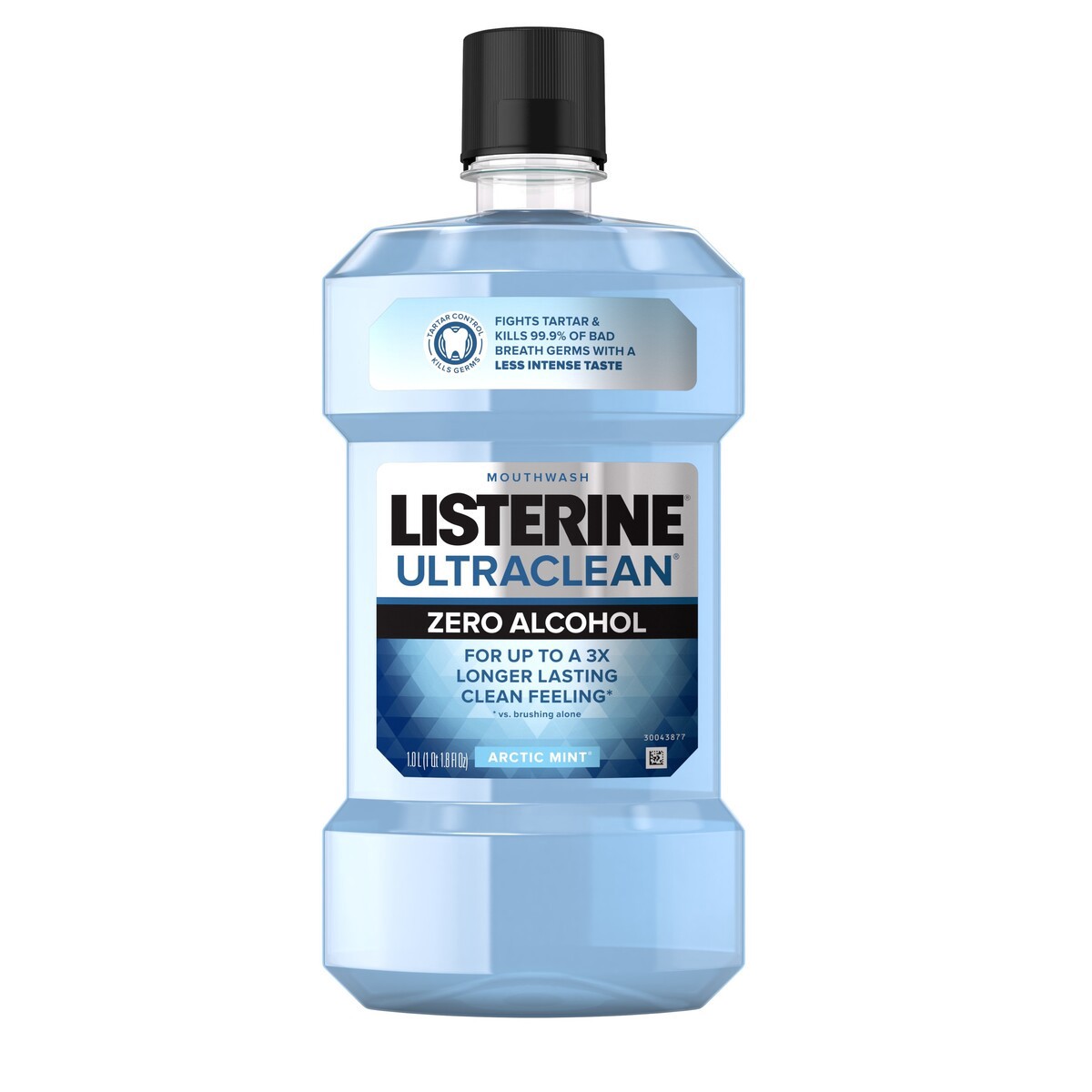 slide 3 of 6, Listerine Ultraclean Zero Alcohol Tartar Control Mouthwash, Oral Rinse to Help Fight Bad Breath and Tartar, for Cleaner, Naturally White Teeth, Less Intense Arctic Mint taste, 1 L, 1 liter