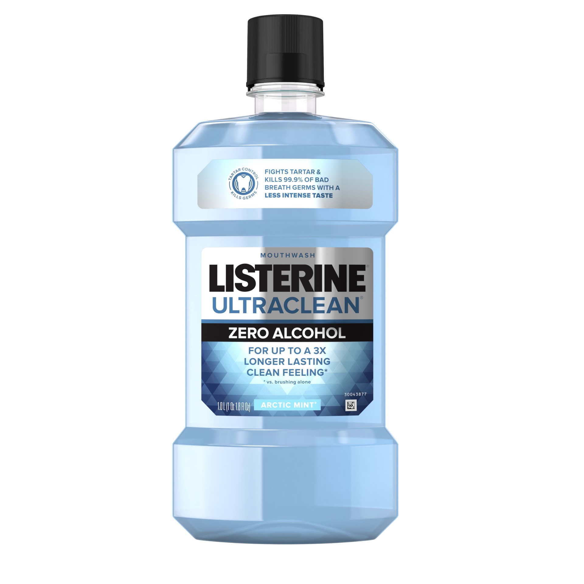 slide 1 of 6, Listerine Ultraclean Zero Alcohol Tartar Control Mouthwash, Oral Rinse to Help Fight Bad Breath and Tartar, for Cleaner, Naturally White Teeth, Less Intense Arctic Mint taste, 1 L, 1 liter