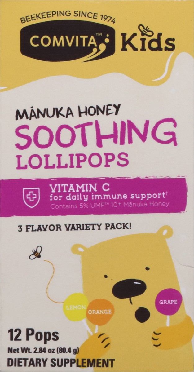 slide 5 of 14, Comvita Kids Manuka Honey Lemon/Orange/Grape Soothing Lollipops 12 ea, 12 ct
