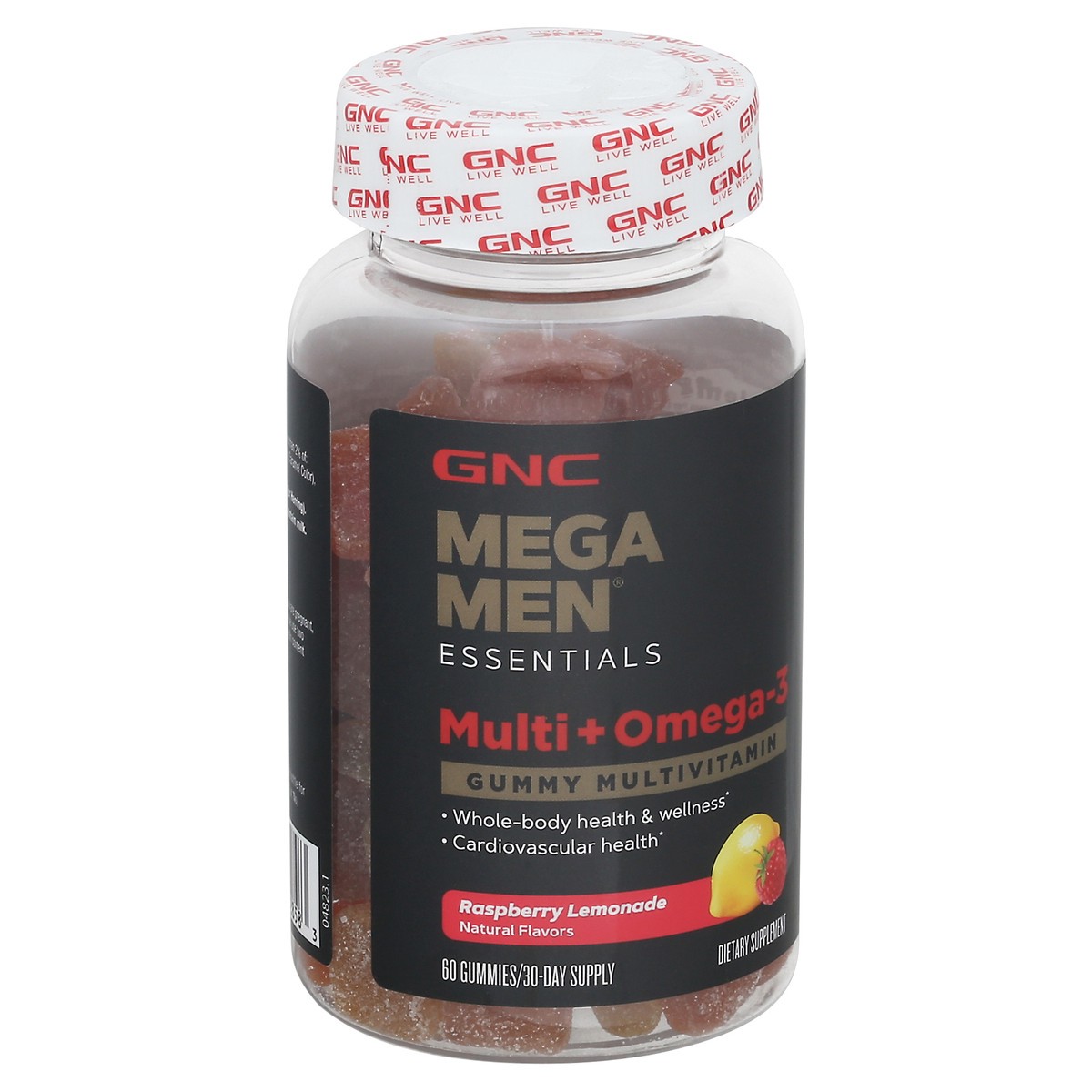 slide 9 of 13, GNC Mega Men Multi + Omega -3 Raspberry Lemonade Gummy Multivitamin 60 ea, 60 ct