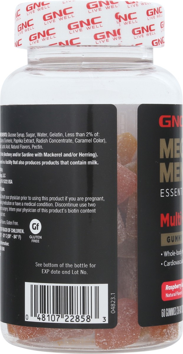 slide 13 of 13, GNC Mega Men Multi + Omega -3 Raspberry Lemonade Gummy Multivitamin 60 ea, 60 ct