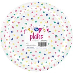 Kroger Entertainment Essentials Geo Confetti Paper Plates - White