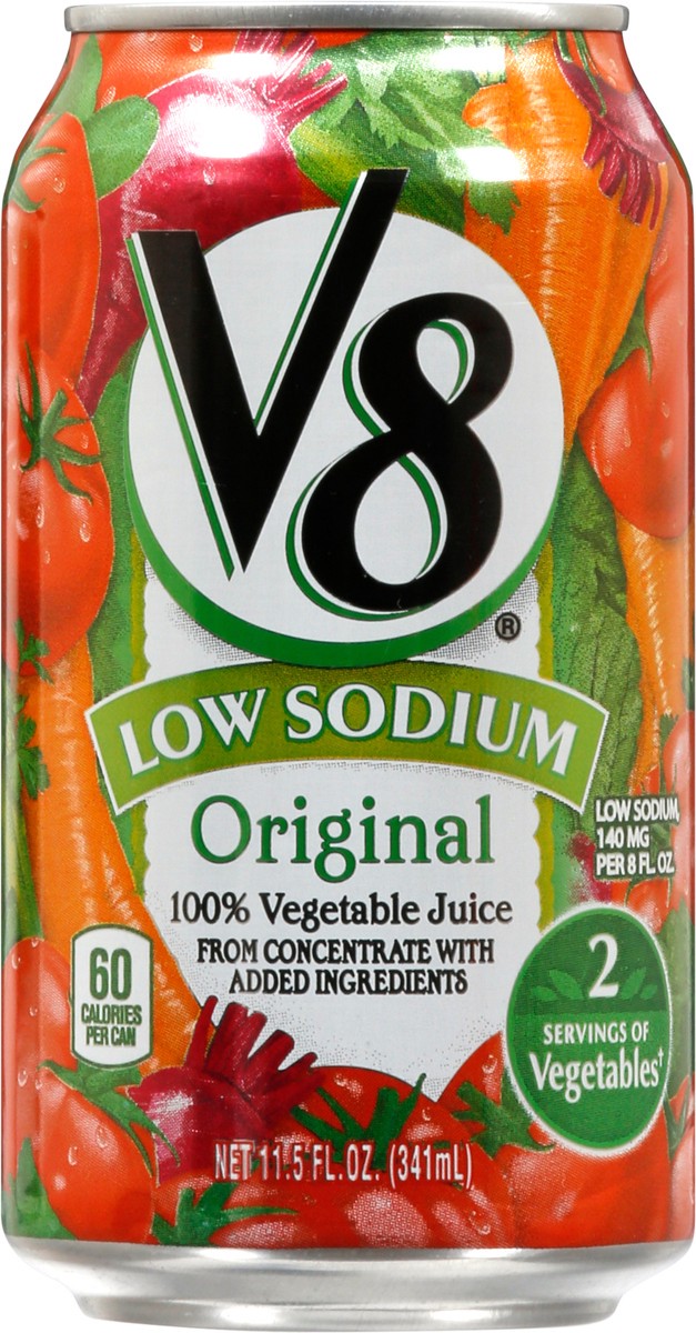 slide 2 of 11, V8 Low Sodium Original 100% Vegetable Juice, 11.5 fl oz Can, 11.5 fl oz