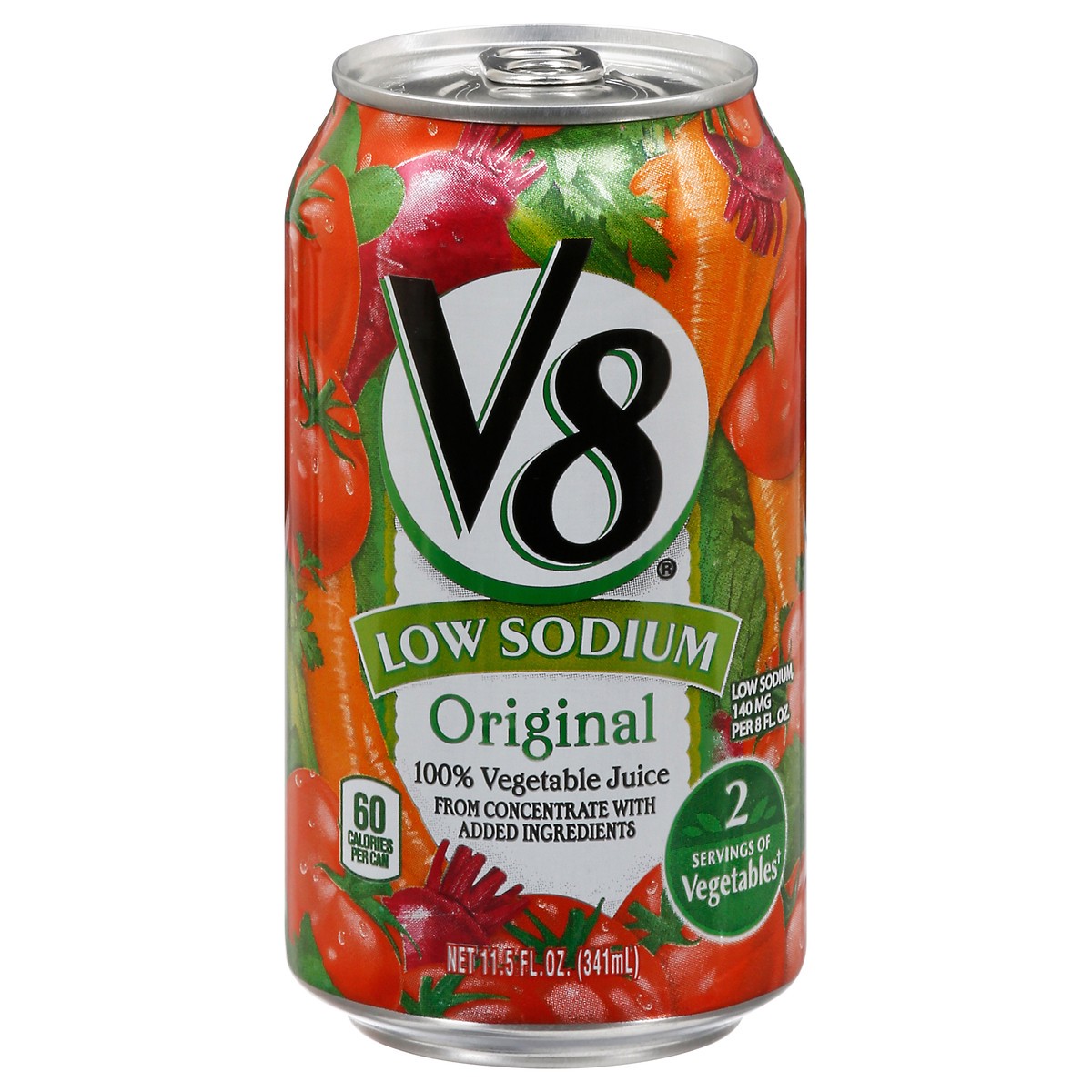 slide 10 of 11, V8 Low Sodium Original 100% Vegetable Juice, 11.5 fl oz Can, 11.5 fl oz