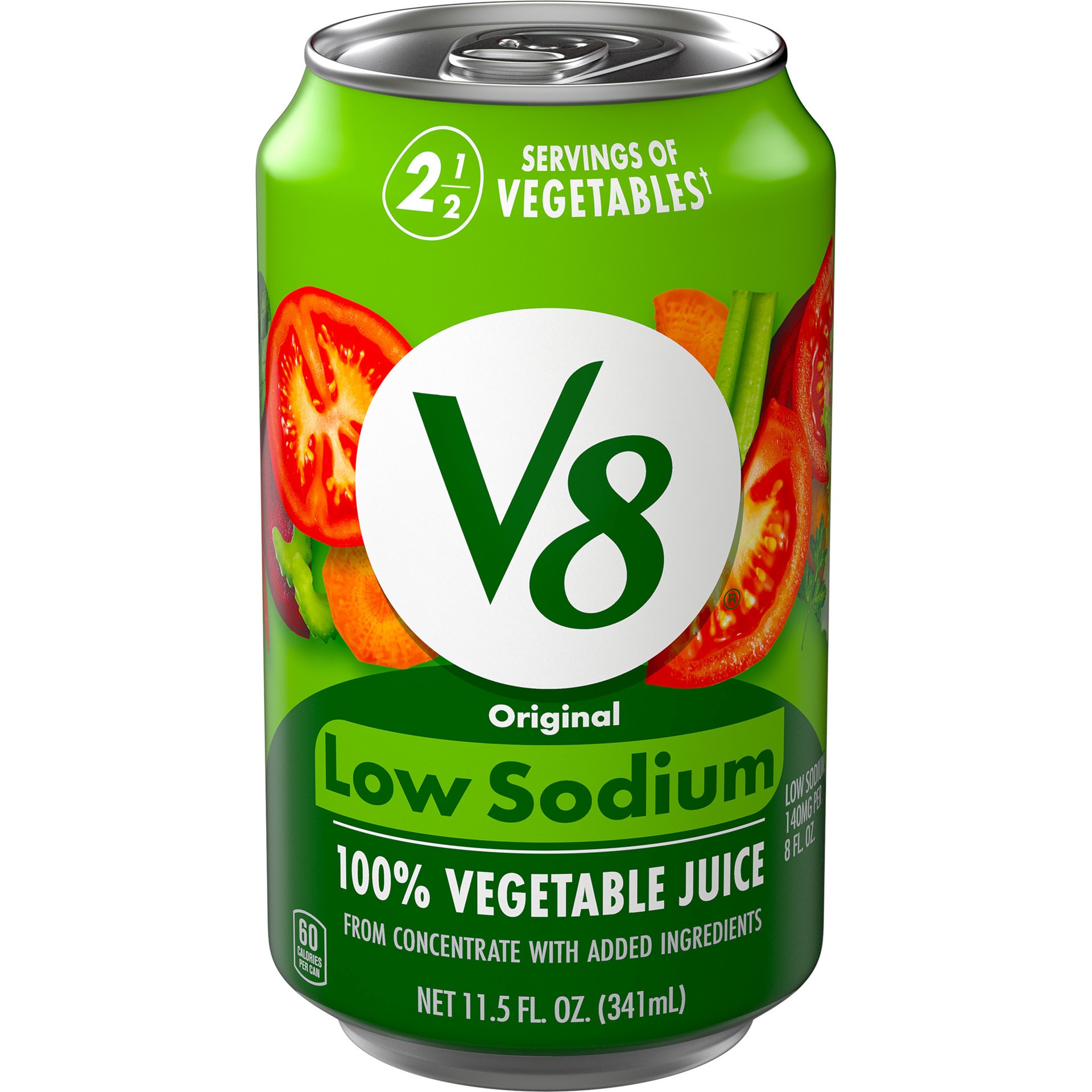 slide 1 of 11, V8 Low Sodium Original 100% Vegetable Juice, 11.5 fl oz Can, 11.5 fl oz
