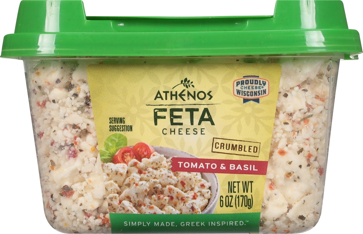 slide 3 of 9, Athenos Tomato & Basil Crumbled Feta Cheese, 6 oz Tub, 6 oz