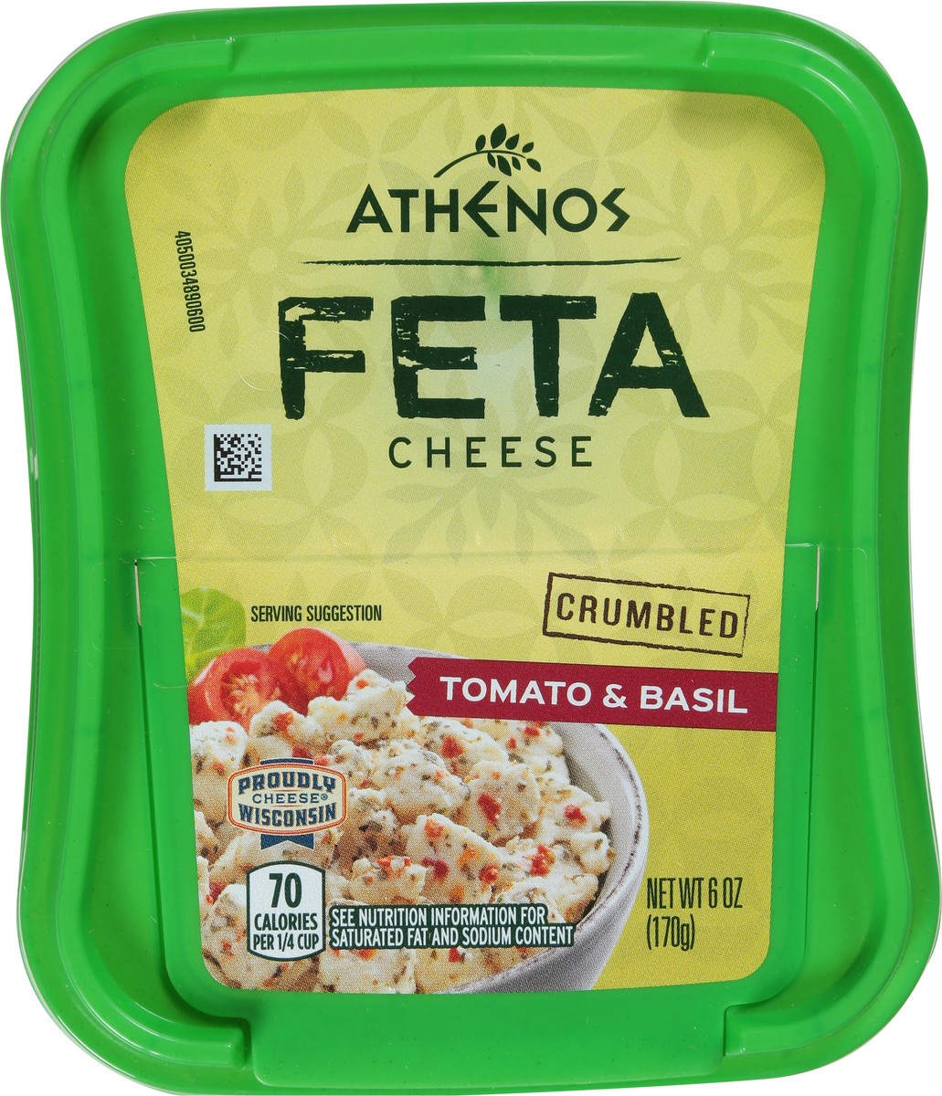 slide 8 of 9, Athenos Tomato & Basil Crumbled Feta Cheese, 6 oz Tub, 6 oz