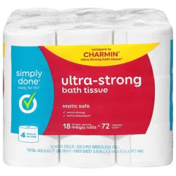 Simply Done 2-Ply Septic Safe Ultra-Strong Mega Rolls Bath Tissue - 18 Rolls
