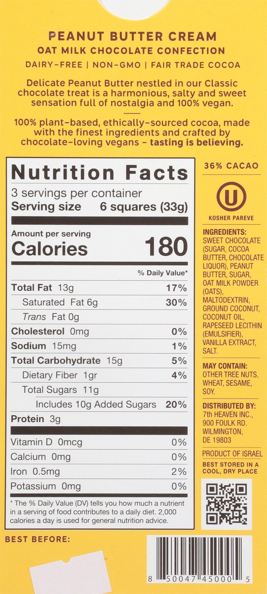 slide 3 of 13, 7th Heaven Oat Milk Peanut Butter Cream Chocolate Confection 3.5 oz, 3.5 oz