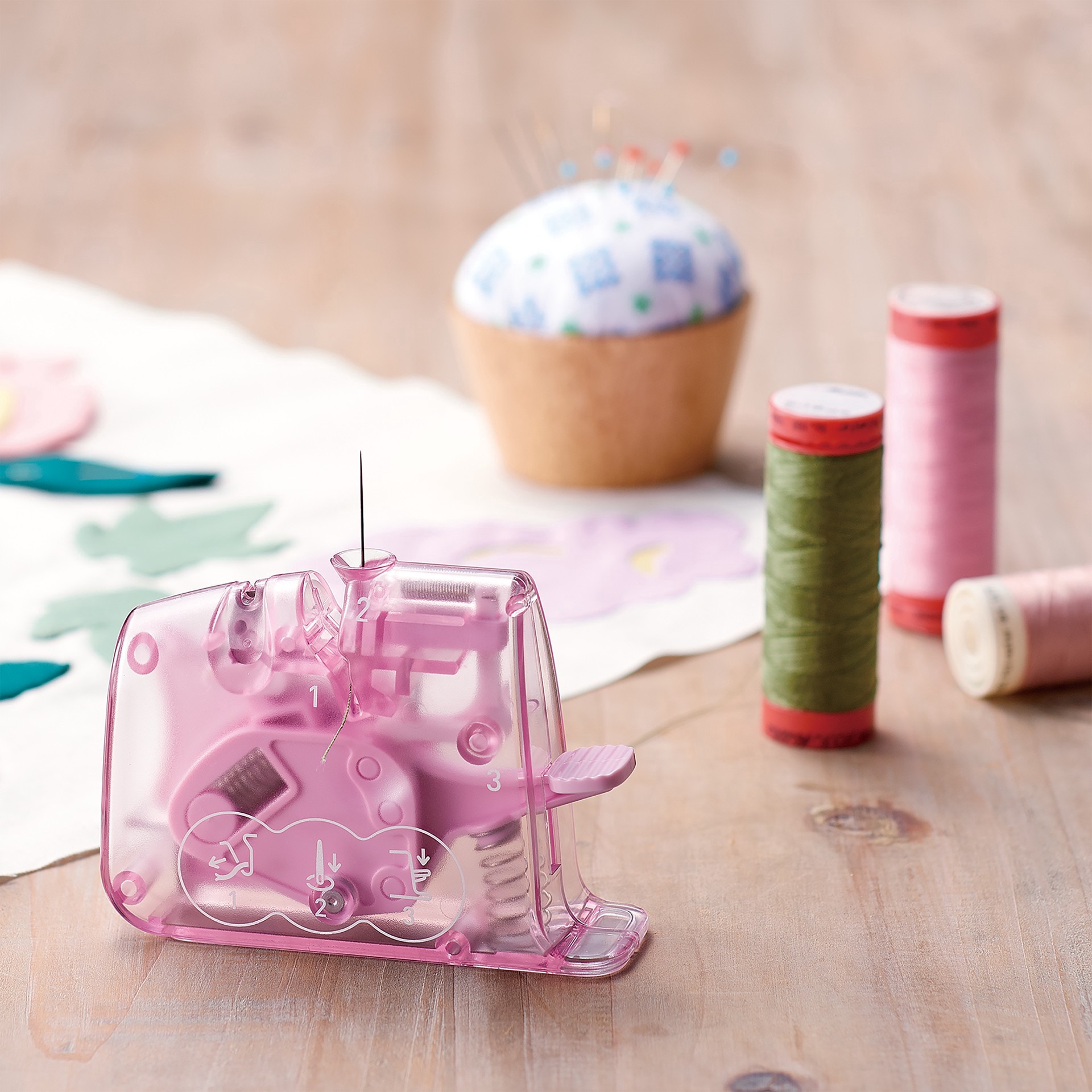 slide 2 of 7, Clover "quick" Desk Needle Threader, 2.375 in x 1 in x 3.25 in