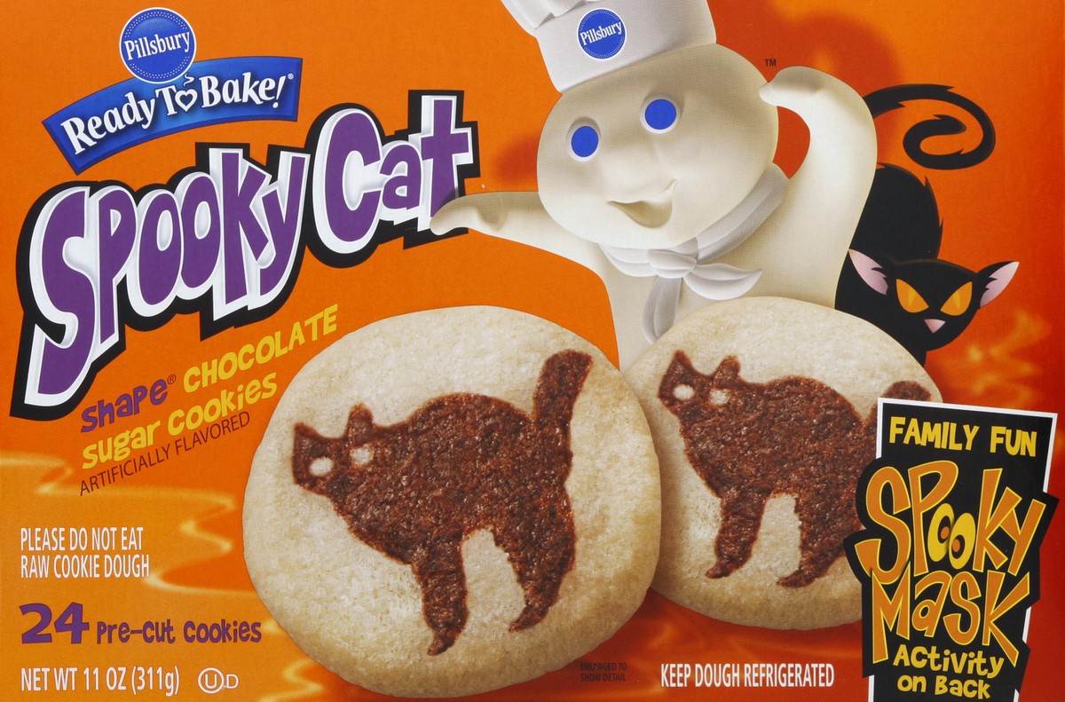 slide 4 of 4, Pillsbury Ready To Bake! Cookies, Chocolate Sugar, Spooky Cat Shape, 24 ct