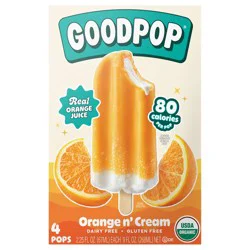 GoodPop Orange n' Cream Organic, Dairy-Free Frozen Fruit Bars, 4 Ct