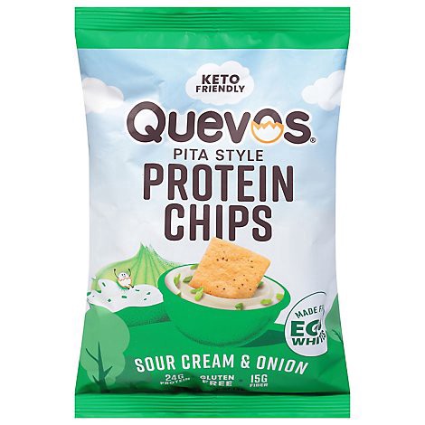 slide 1 of 1, Quevos Sour Cream And Onion Egg White Chips - 3.2 Oz, 3.2 oz