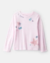 Oshkosh Girls Stars Long-Sleeve Graphic Tee - Pink Pink XS