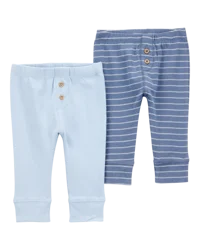 Carter's Baby 2-Pack Pull-On Cotton Pants Blue 18M