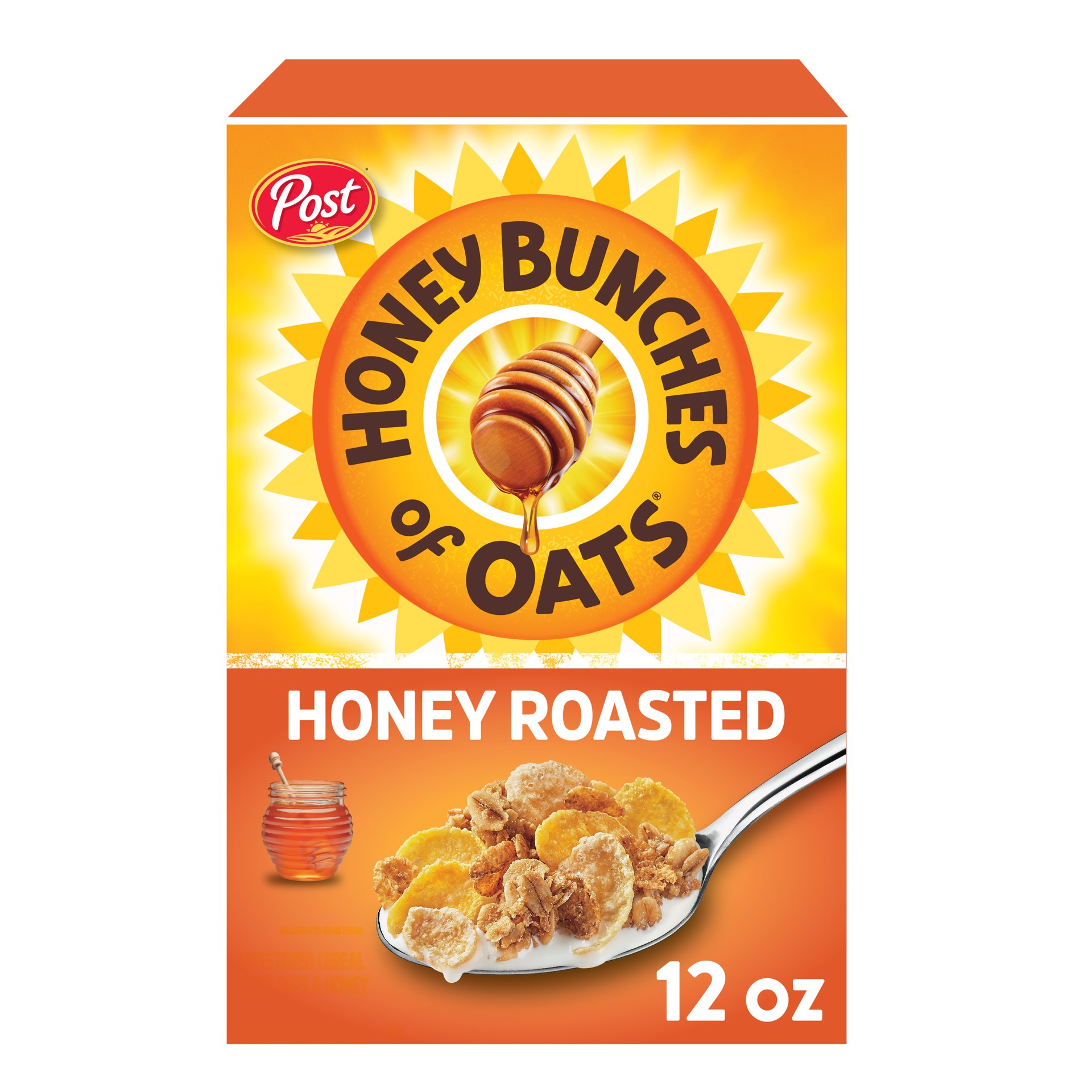 slide 1 of 8, Post Honey Bunches of Oats Honey Roasted Breakfast Cereal, 12 OZ Cereal Box, 12 oz