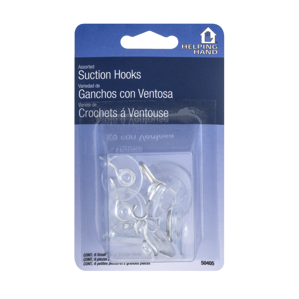 slide 1 of 1, Helping Hand Assorted Suction Hooks, 6 ct