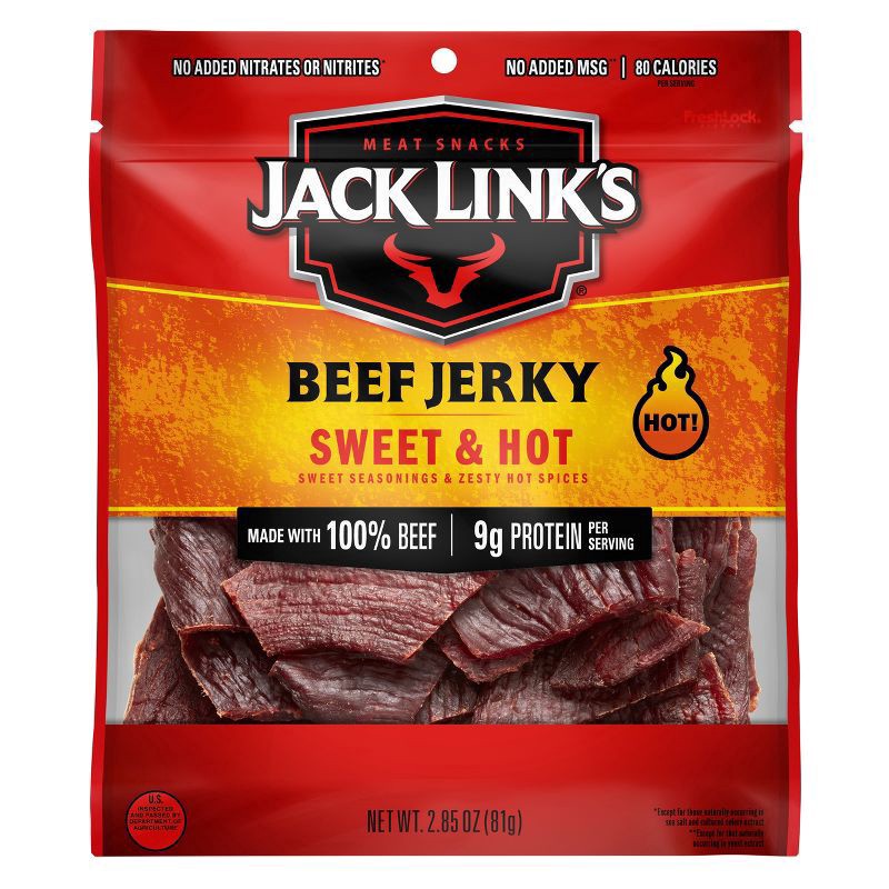 slide 1 of 9, Jack Link's 2.85Oz Jack Link's Sweet And Hot Beef Jerky 1/1 Count, 2.85 oz