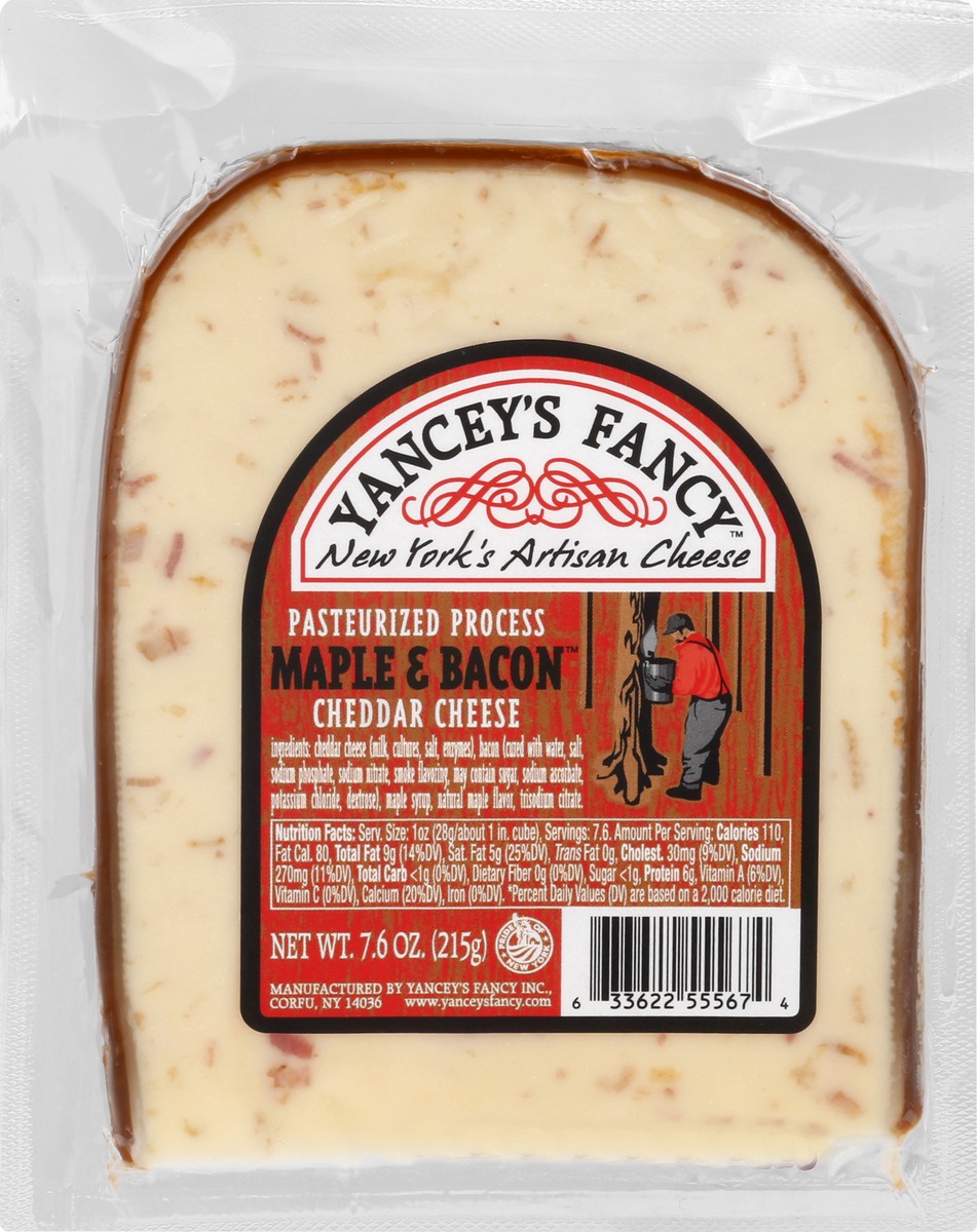 slide 7 of 8, Yancey's Fancy Inc. Yanceys Fancy Maple & Bacon Pasteurized Process Cheddar Cheese, 7.6 oz