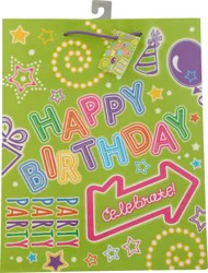 Unique Green Neon Happy Birthday Bag 1 ea