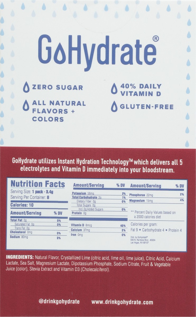 slide 6 of 9, GoHydrate Instant Hydration Technology Cherry Limeade Drink Mix - 8 ct, 8 ct