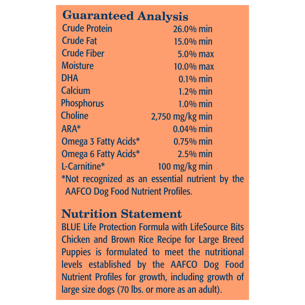 slide 7 of 18, Blue Buffalo Life Protection Formula Natural Puppy Large Breed Dry Dog Food, Chicken and Brown Rice 24-lb, 24 lb