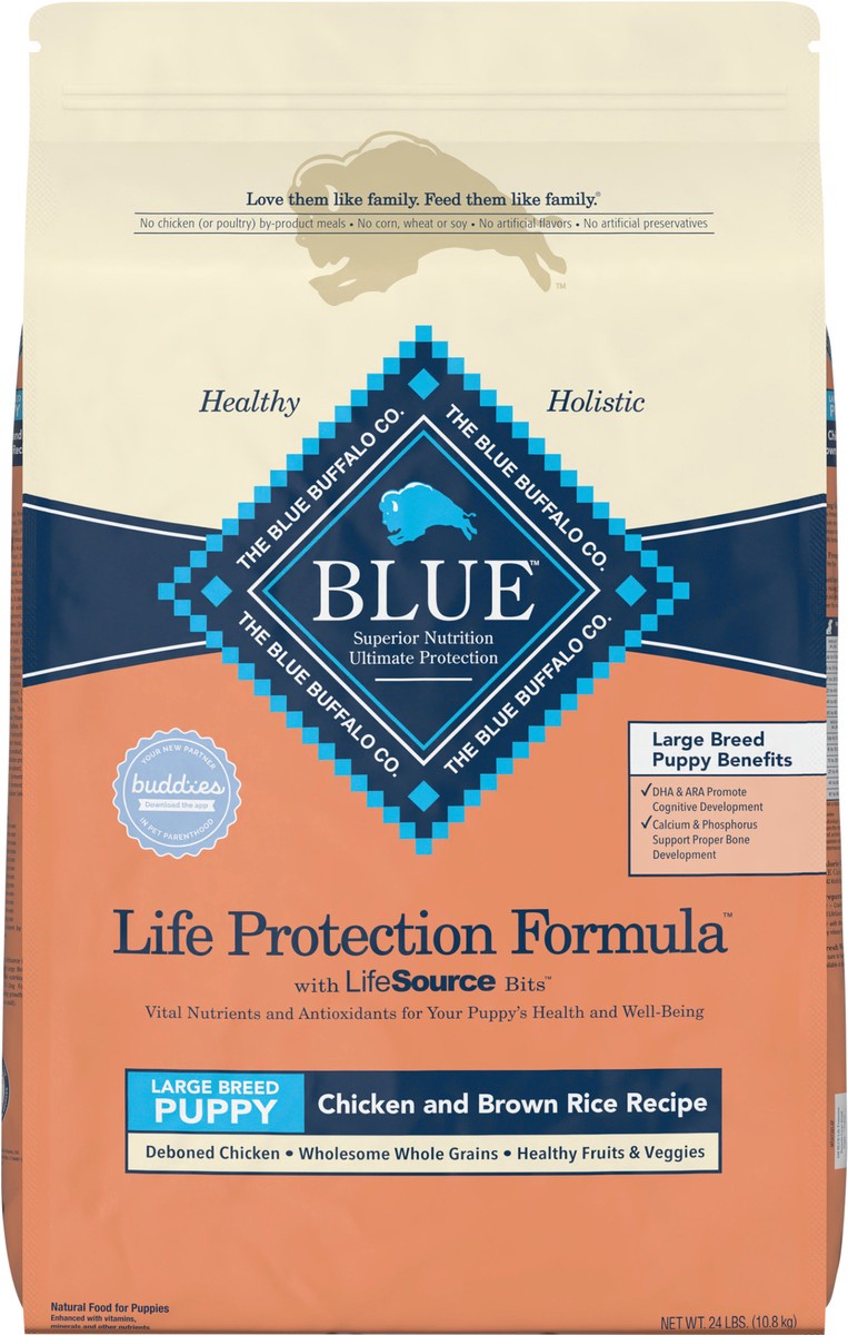 slide 1 of 18, Blue Buffalo Life Protection Formula Natural Puppy Large Breed Dry Dog Food, Chicken and Brown Rice 24-lb, 24 lb