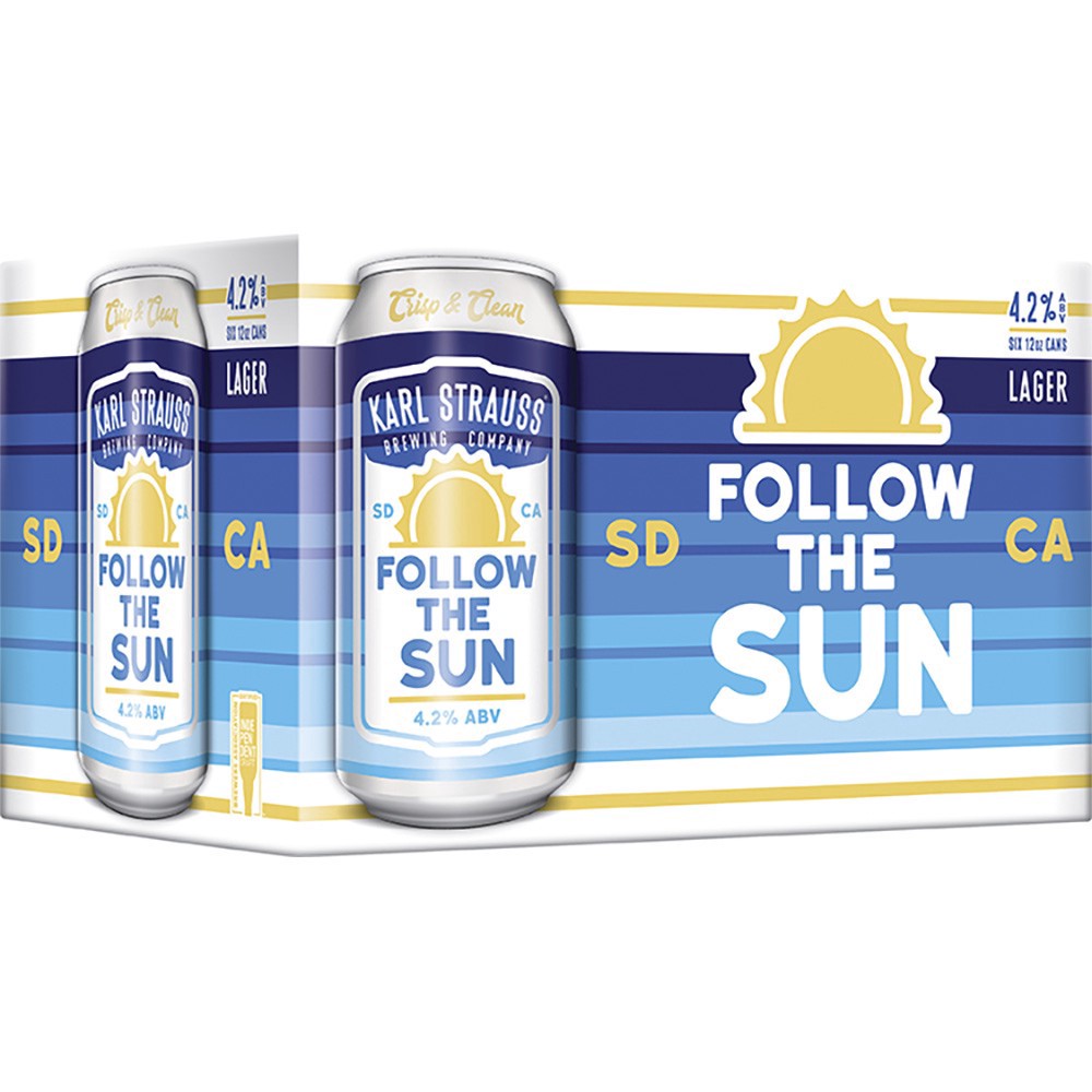 slide 1 of 1, Karl Strauss Brewing Company Lager Follow the Sun Beer 6 - 12 oz Cans, 12 oz