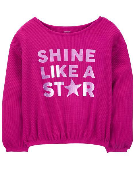 slide 1 of 2, Carters Kid Shine Like A Star Metallic Thermal Top Pink 14, 1 ct