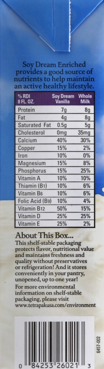 slide 5 of 5, Soy Dream Enriched Organic Vanilla Soymilk, 32 fl oz