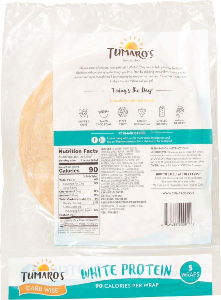 slide 5 of 12, Tumaro's Low-In-Carb Protein Wraps Premium White, 5 ct; 8.3 oz