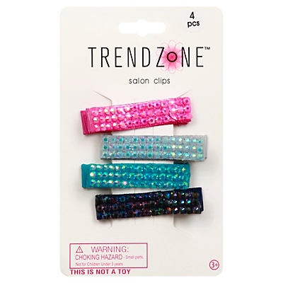 slide 1 of 1, Trend Zone Glitter Salon Clips, 4 ct