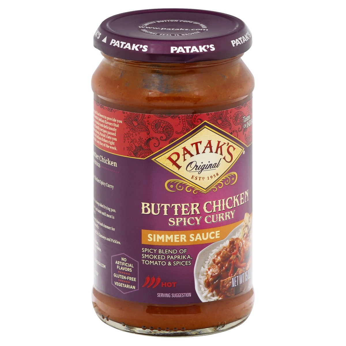 slide 9 of 9, Patak's Spicy Butter Chicken Simmer Sauce 15 oz, 15 oz