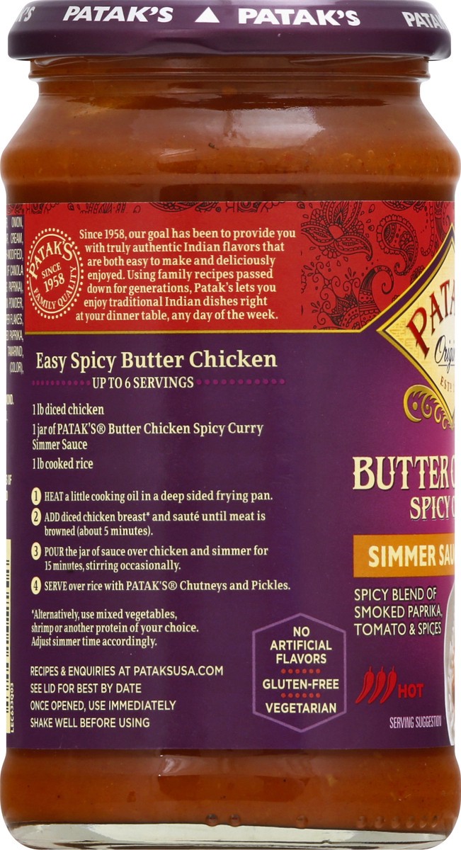 slide 6 of 9, Patak's Spicy Butter Chicken Simmer Sauce 15 oz, 15 oz