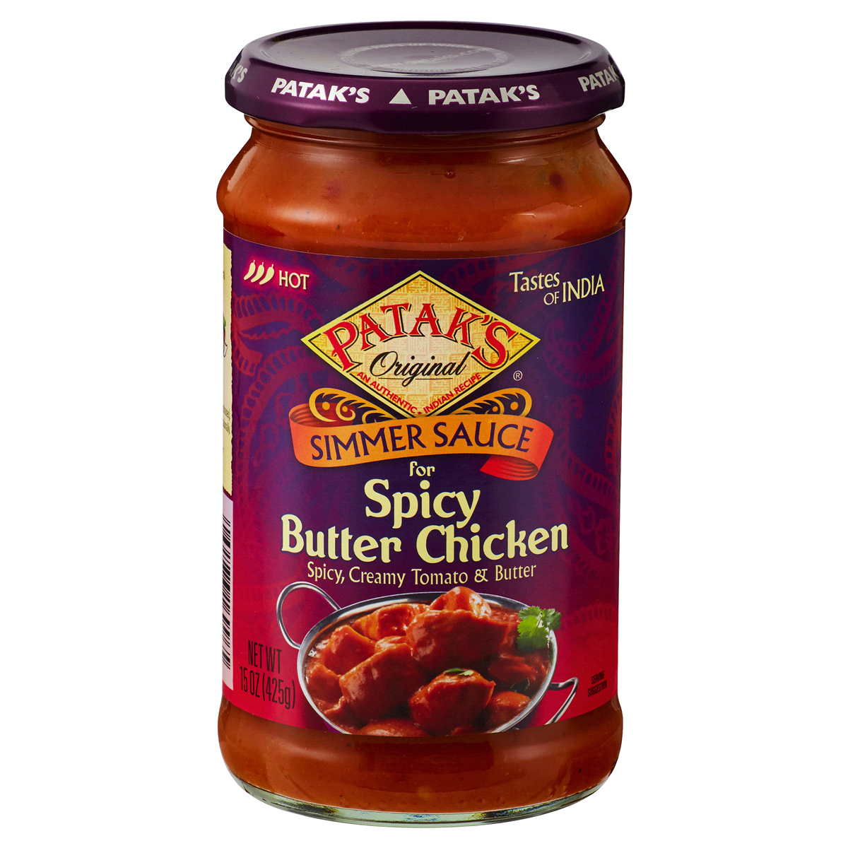 slide 1 of 1, Patak's Simmer Sauce For Spicy Butter Chicken, 15 oz