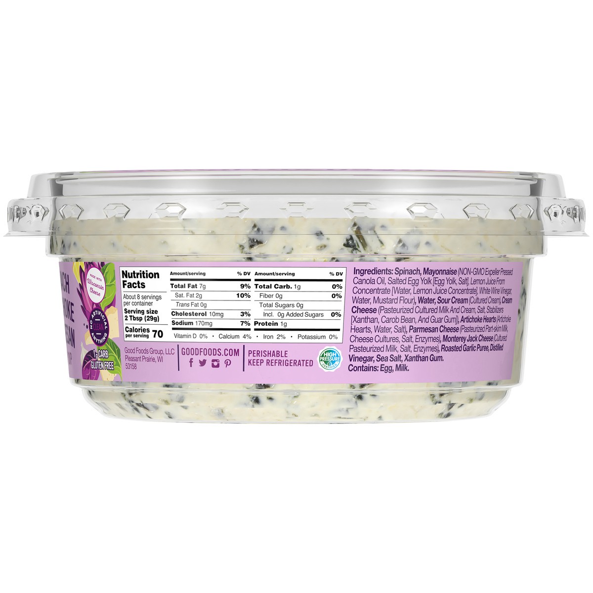 slide 6 of 14, Good Foods™ Spinach Artichoke Parmesan Dairy Dip 8 oz. Tub,