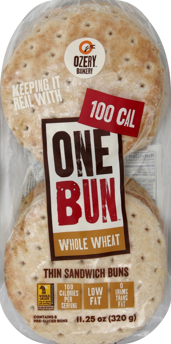 slide 2 of 5, Ozery OneBun Whole Wheat Thin Sandwich Buns, 8 ct