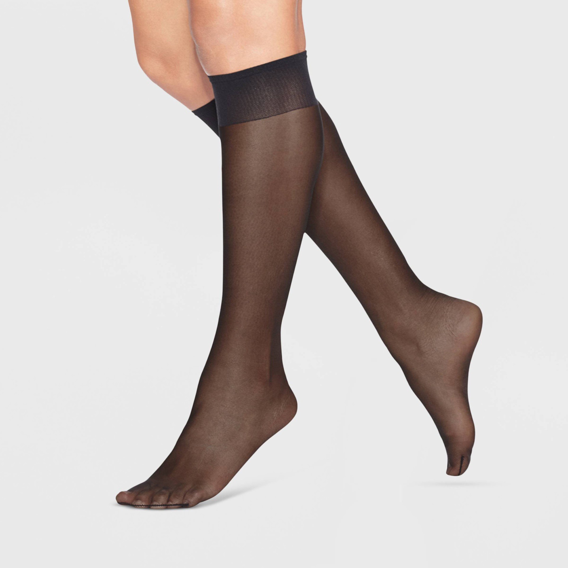 slide 1 of 2, L'eggs Women's Extended Size 8pk Knee Highs - Jet Black, 8 ct