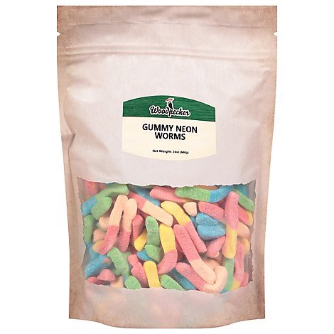 slide 1 of 1, Woodpecker Gummy Neon Worms 24 Oz - 24 OZ, 24 oz