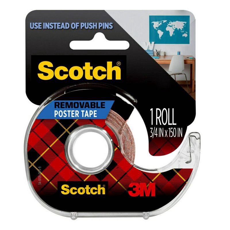 slide 1 of 6, 3M Scotch Removable Poster Tape, 3/4 in x 150 in
