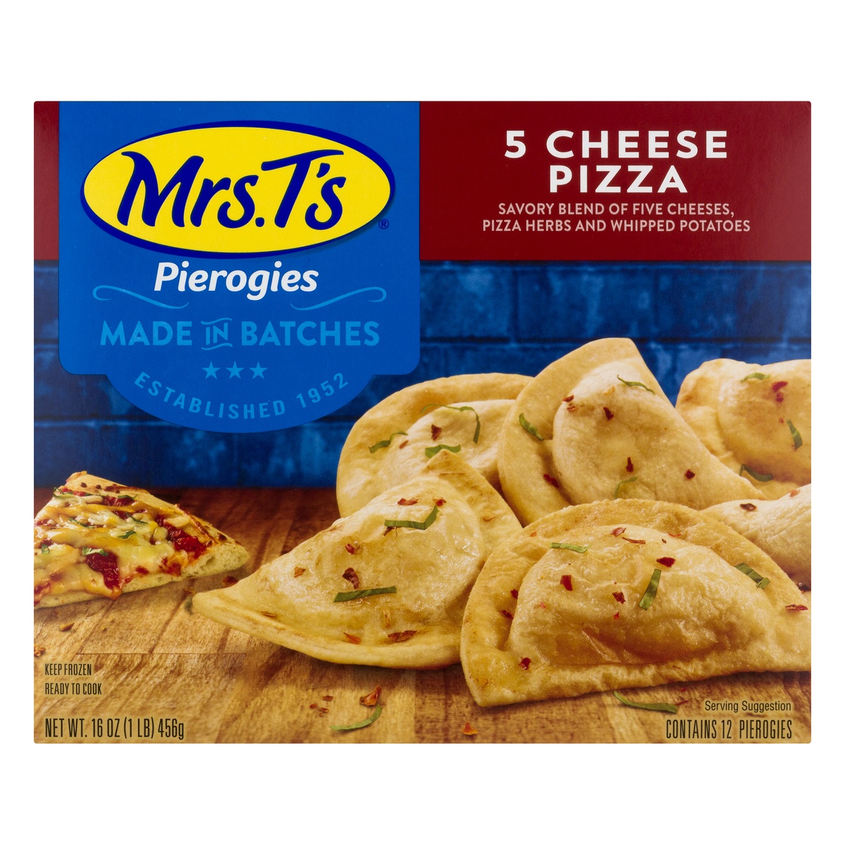 slide 1 of 1, Mrs. T's Mrs. T’s Pierogies Five Cheese Pizza, 12 ct