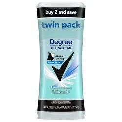 Degree UltraClear Antiperspirant Deodorant Pure Clean, 2.6 oz, Twin Pack